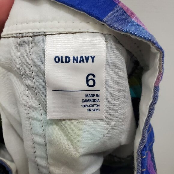 Old Navy Women's Y2K Perfect 5" Shorts Multicolor Plaid Favorite Khakis Size 6 - Picture 4 of 5